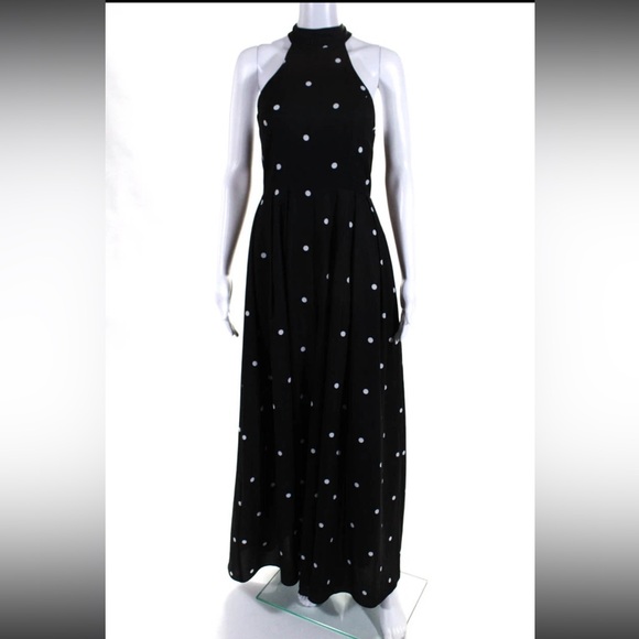 Fame & Partners x Free People The Sarr Polka Dot Wide Leg Jumpsuit 0 Black - Picture 2 of 5